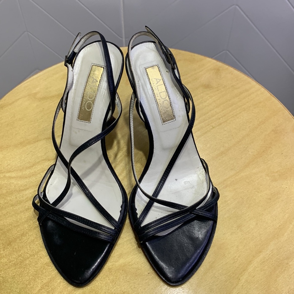 Made in 🇮🇹VTG 90’ ALDO 💯% Leather Bare Slingback Heels - Picture 7 of 15